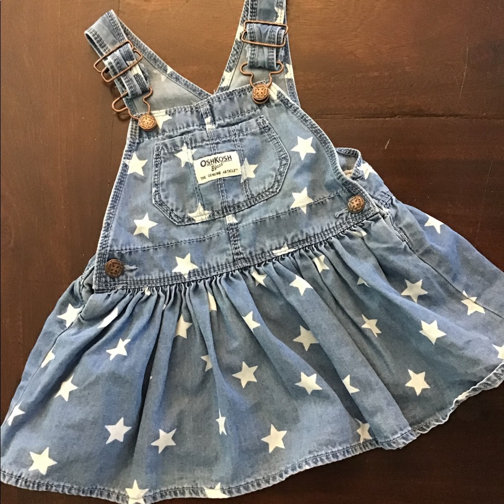 Oshkosh Denim Star Overall Dress 12 mo